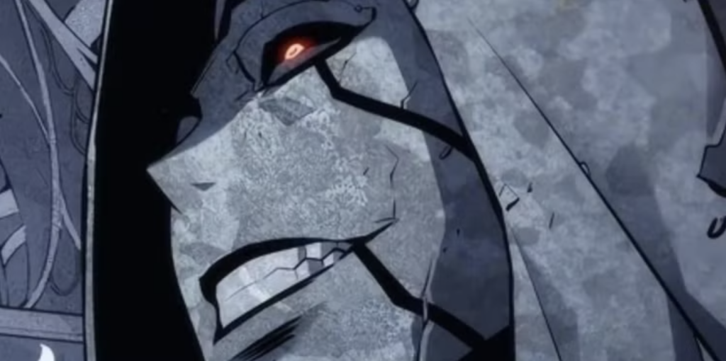 This character is Kandiaru, also known as the Architect, from the series Solo Leveling. He is the hidden boss of the Double Dungeon and designed the "System" that guides the protagonist.