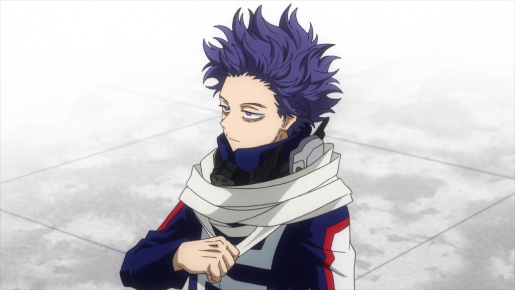 Hitoshi Shinso during an action scene from My Hero Academia. 