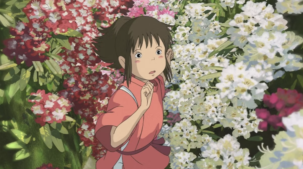This image features Chihiro Ogino from the critically acclaimed 2001 Studio Ghibli film Spirited Away, directed by Hayao Miyazaki.