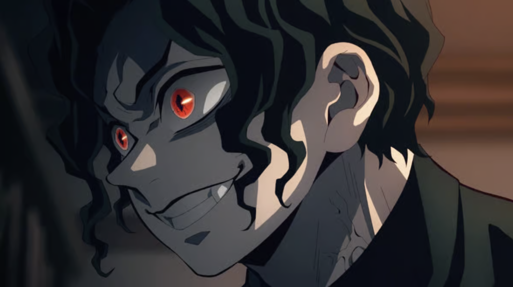  Kimetsu no Yaiba. He is shown in his true demon form.