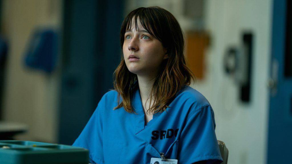 Natalie Bowden listens intently inside the prison as she confronts the consequences of Max Cady's manipulation in Cape Fear Episode 9.