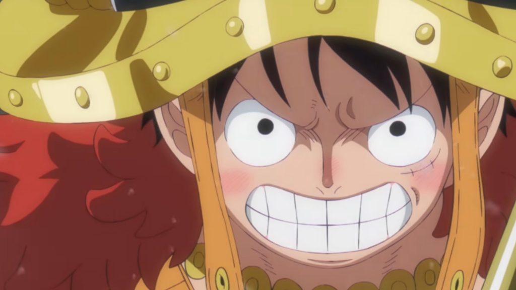 Luffy looking at Loki in One Piece. 