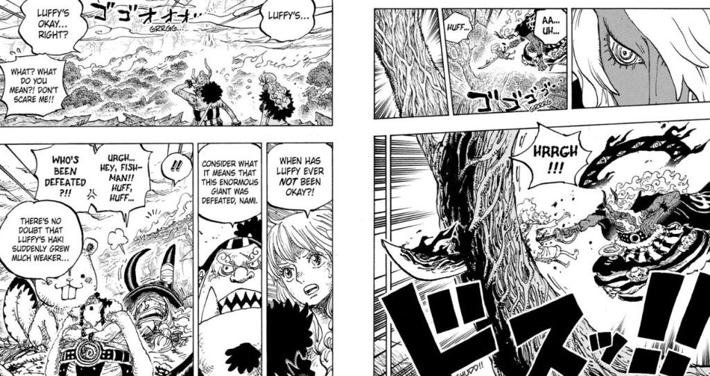 Imu stabs Luffy in One Piece Chapter 1189. 