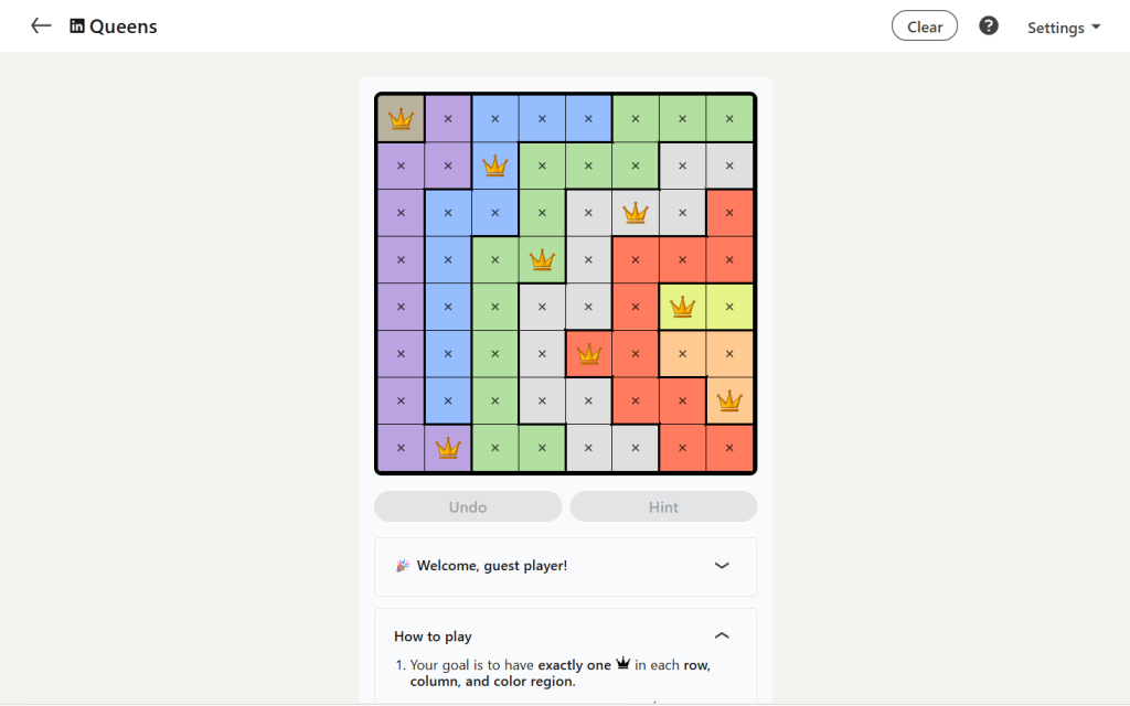 A screenshot of today's LinkedIn Games.