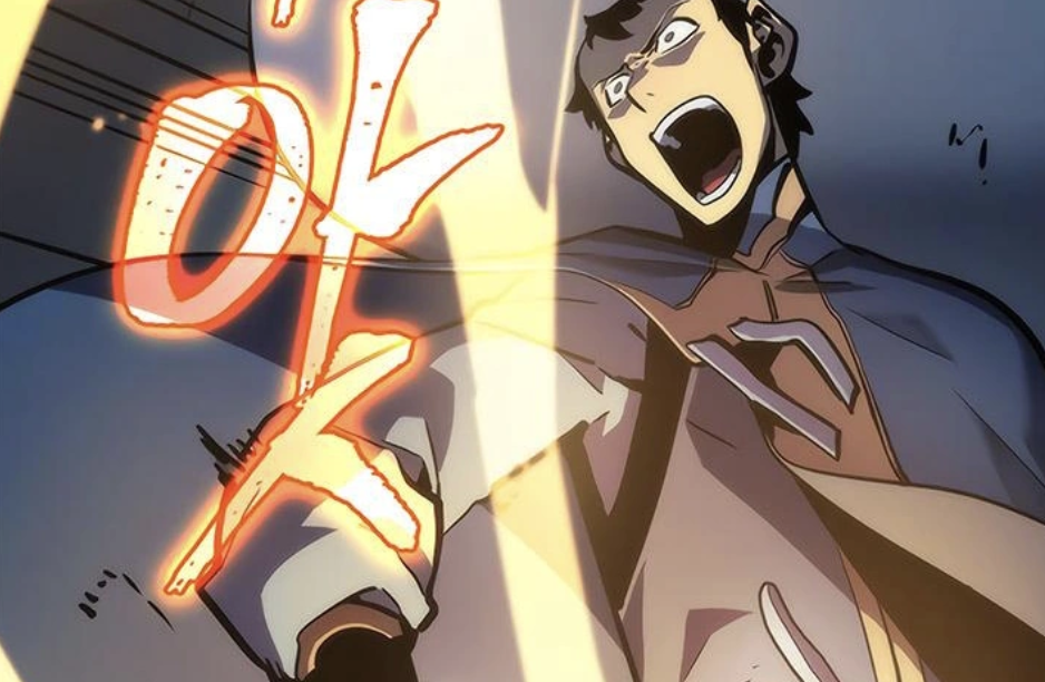 Shin Seokjin, a mage from the Solo Leveling webtoon, is pictured here preparing to cast a spell.