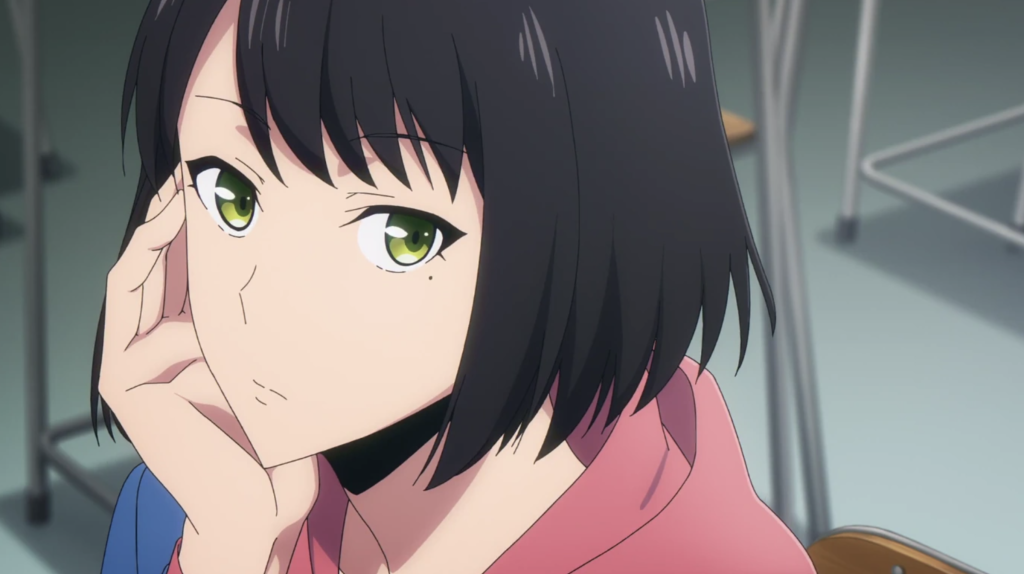 Han Song-Yi is pictured from the anime Solo Leveling, featuring her short black hair and green eyes. 