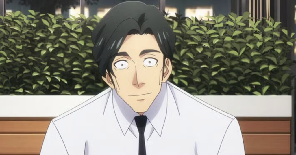 This image depicts Ahn Sangmin, a recruiter for the White Tiger Guild. In this scene, Ahn Sangmin is seen reacting after realizing he has been duped by Jinwoo regarding dungeon purchases.