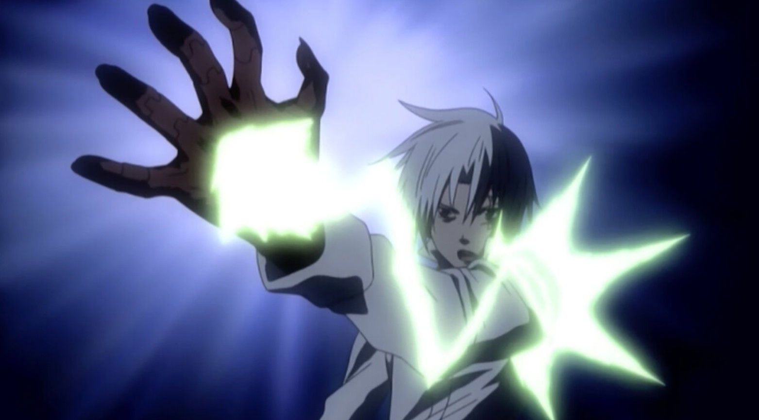 Allen Walker using his anti-Akuma weapon in D.Gray-man.