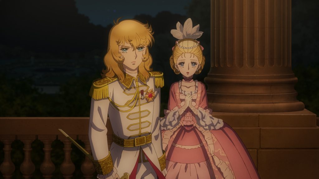 Oscar Francois de Jarjayes in her guard uniform with Marie Antoinette The Rose of Versailles.