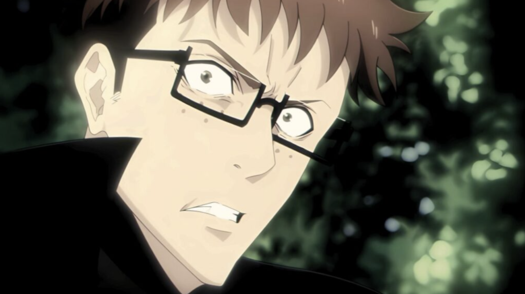 Tatsumi Fujishima is the character featured from Solo Leveling anime. He is shown wearing a shocked expression during the Jeju Island Raid in Season 2.