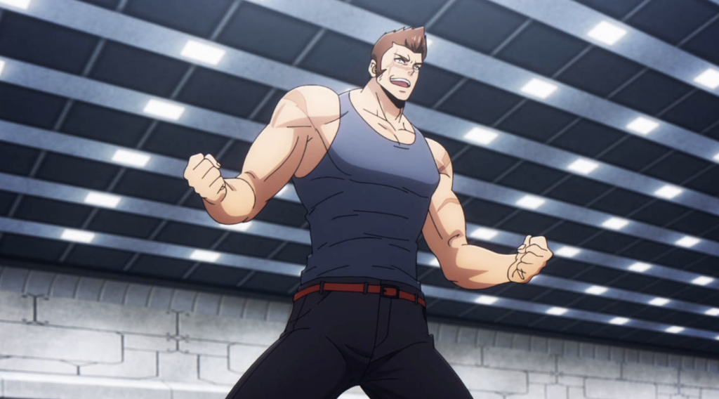 This is Kenzo Tanaka, an S-Rank Hunter from the Solo Leveling anime. He is a member of Japan's Draw Sword Guild, known for his aggressive fighting style and immense physical strength.