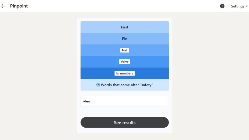 A screenshot of the LinkedIn Games Pinpoint solution today.