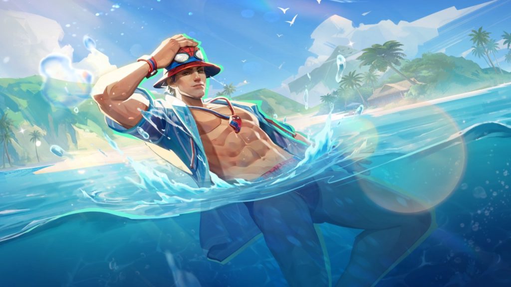 Marvel Rivals in-game screenshot showcasing the Spider-Man Coastal Wall-Crawler skin.