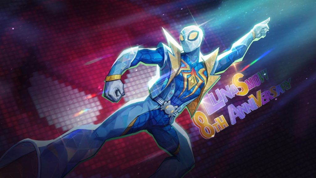 Marvel Rivals in-game screenshot showcasing the Spider-Man Groovy Swing skin.