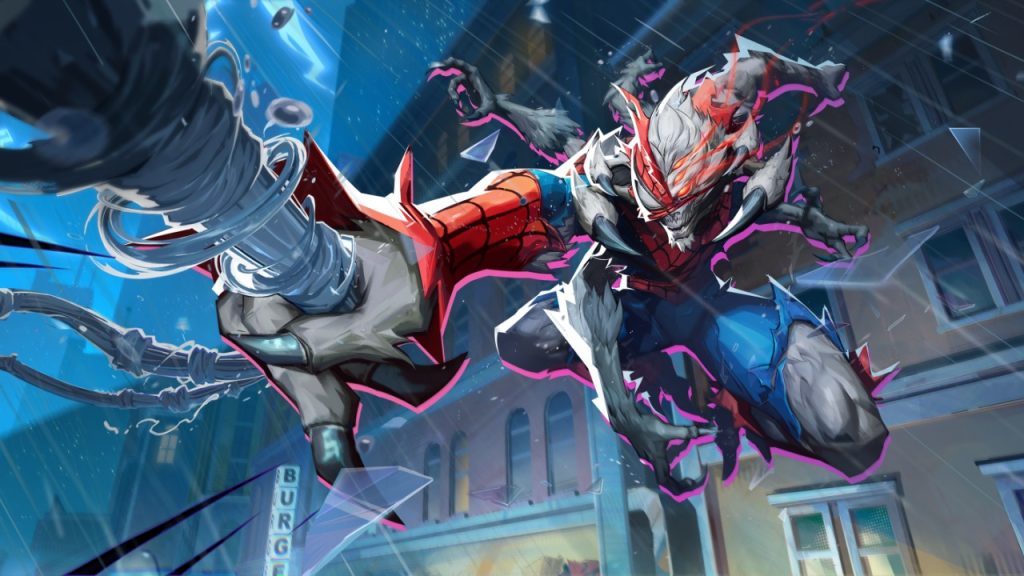 Marvel Rivals in-game screenshot showcasing the Spider-Man Man-Spider skin.