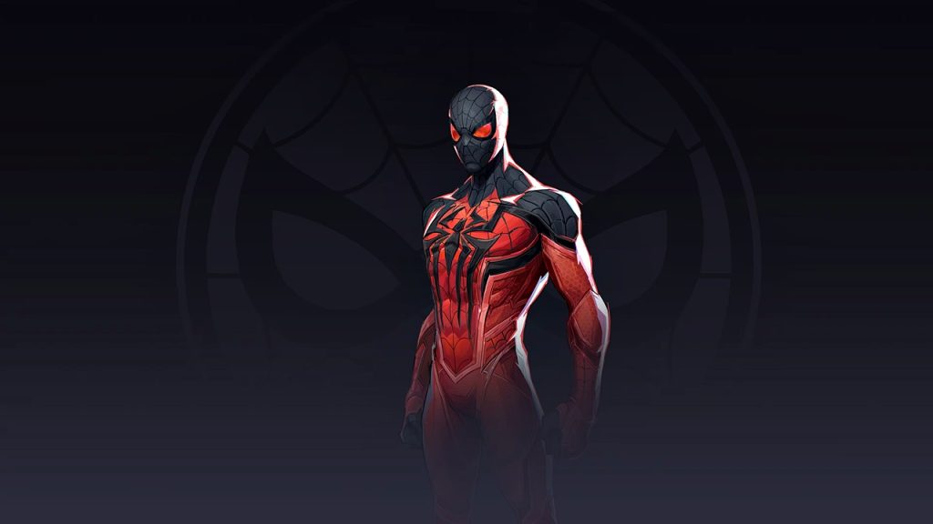 Marvel Rivals in-game screenshot showcasing the Spider-Man Scarlet Spider skin.