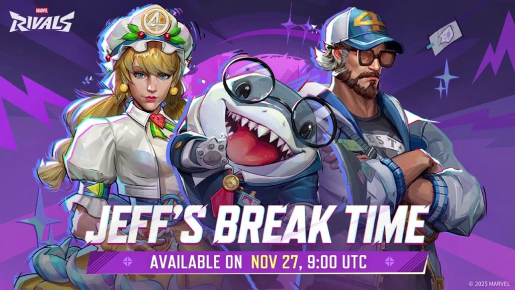 Jeff's Break Time Event Pass artwork from Marvel Rivals.