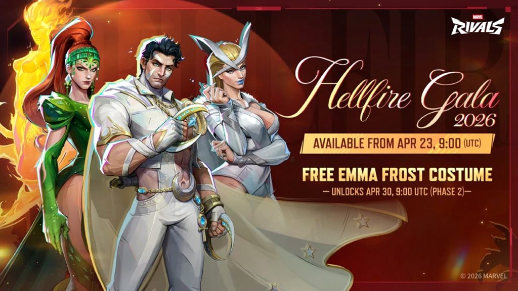 Marvel Rivals Hellfire Gala 2026 Event Pass promotional banner.