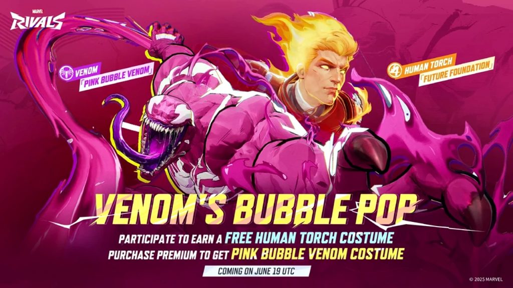 Marvel Rivals Venom's Bubble Pop Event Pass key art.