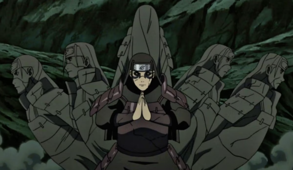 Hashirama Senju is performing the Wood Clone Technique (Moku Bunshin no Jutsu). Unlike standard shadow clones, these wooden clones can directly transmit memories back to the original user.
