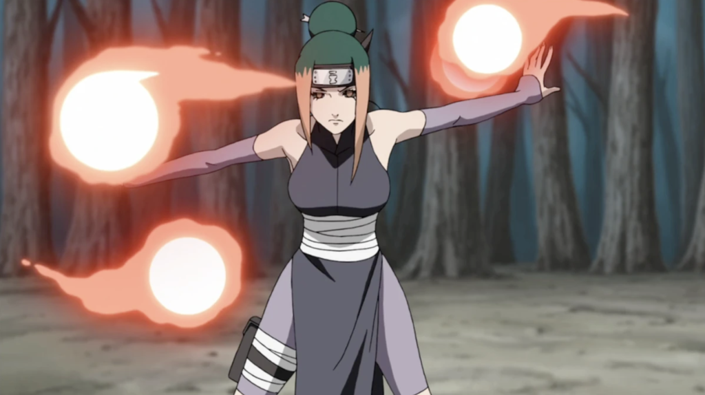 Pakura of the Sand, using the Scorch Release (Shakuton), which is a Kekkei Genkai combining fire and wind to create lethal heat orbs.