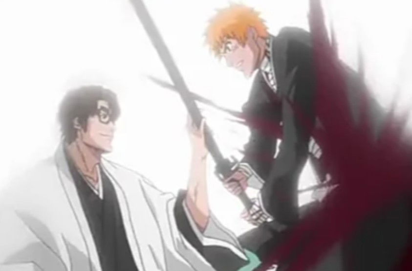 The iconic Bleach moment which occurs during the Soul Society arc when Aizen reveals his true nature.