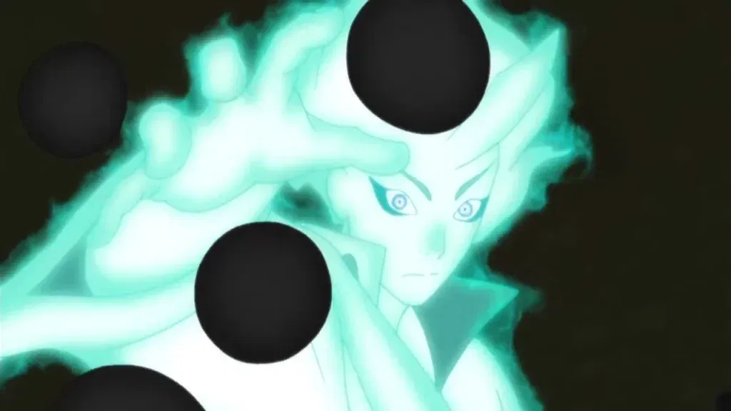 Toneri Otsutsuki in Tenseigan Chakra Mode, a form that grants him powers similar to the Six Paths Sage Mode.