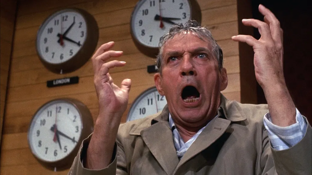 Peter Finch in a still from Network