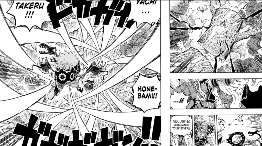 Gaban vs Imu in One Piece manga. 