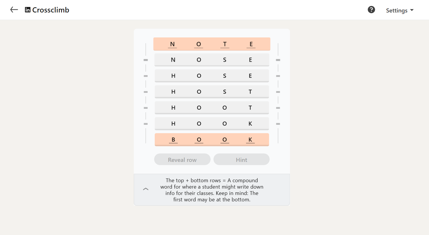 A screenshot of the daily LinkedIn Games puzzle.