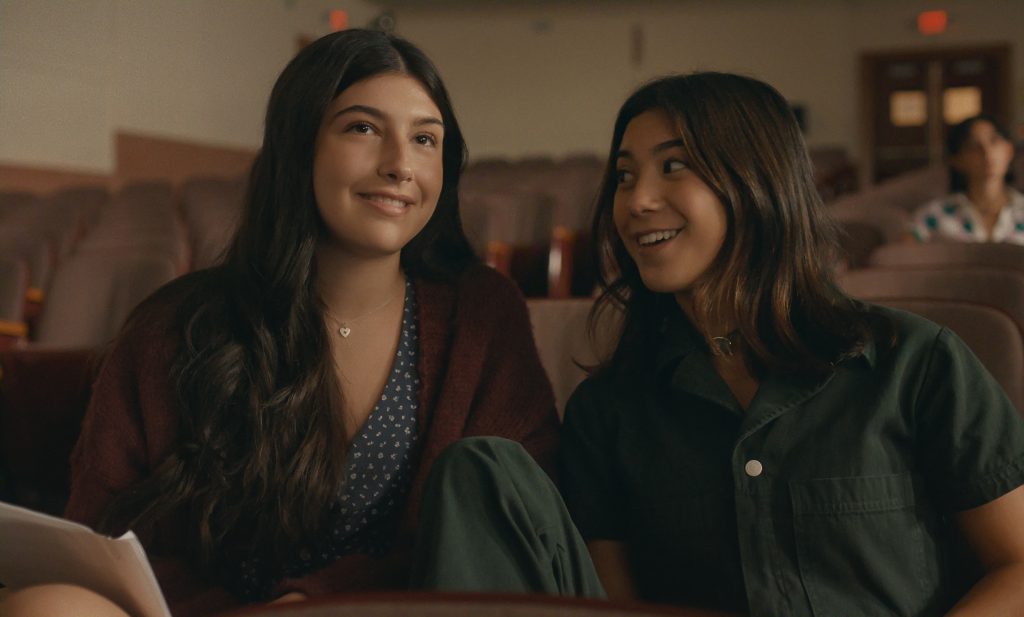 (L to R) Sunny Sandler as Sophie and Scarlett Estevez as Carolyn in Don’t Say Good Luck.