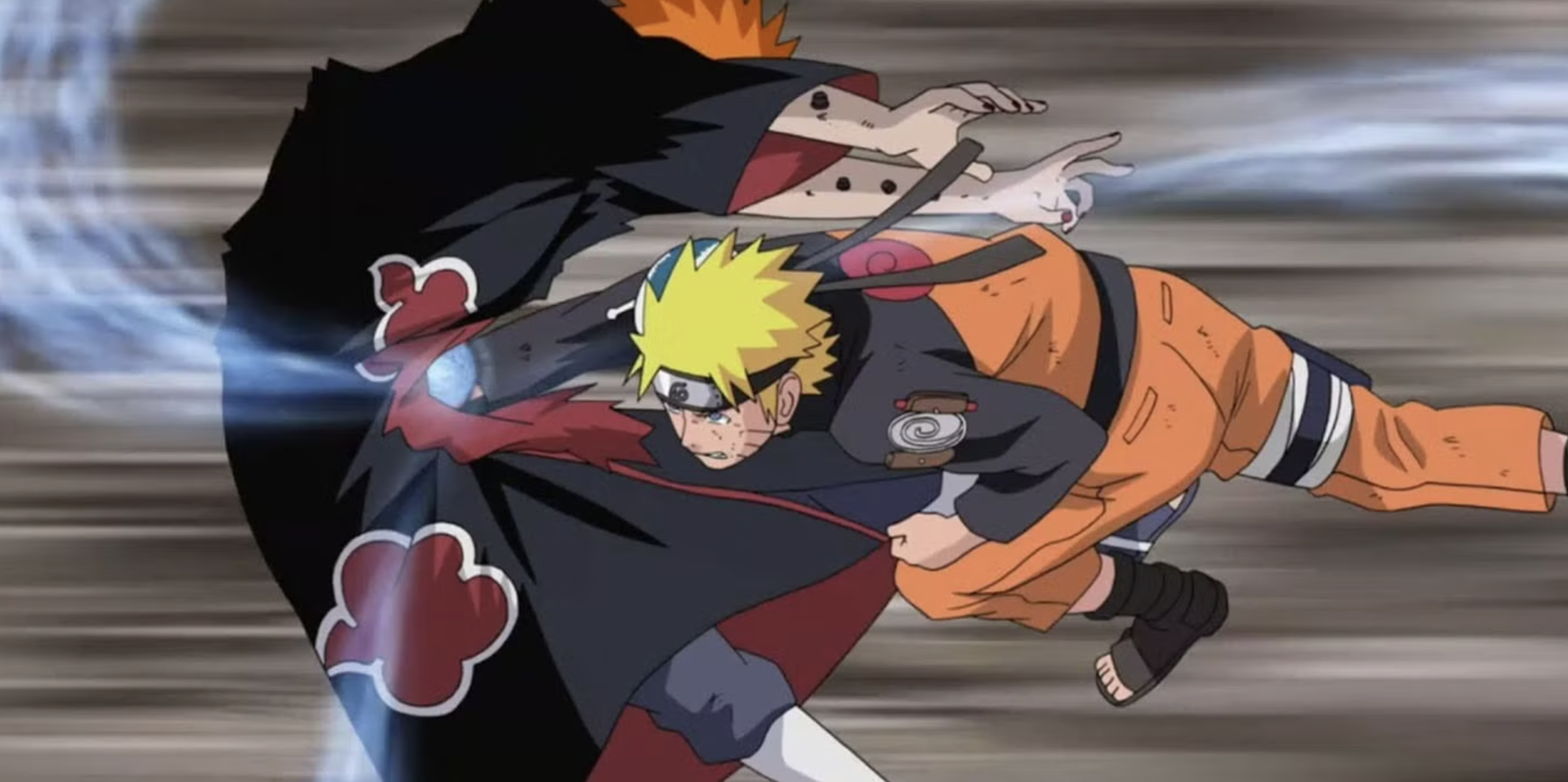 Naruto Uzumaki tung đòn kết liễu cuối cùng bằng Rasengan trực tiếp vào ngực của Thần Pain.