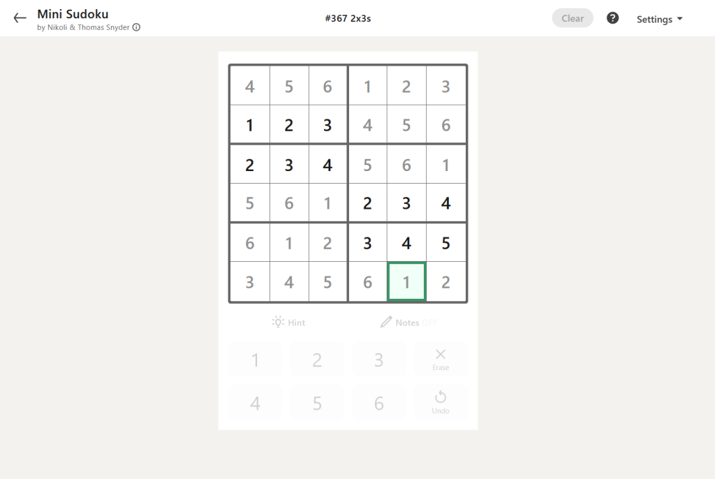 linkedin games mini sudoku 4