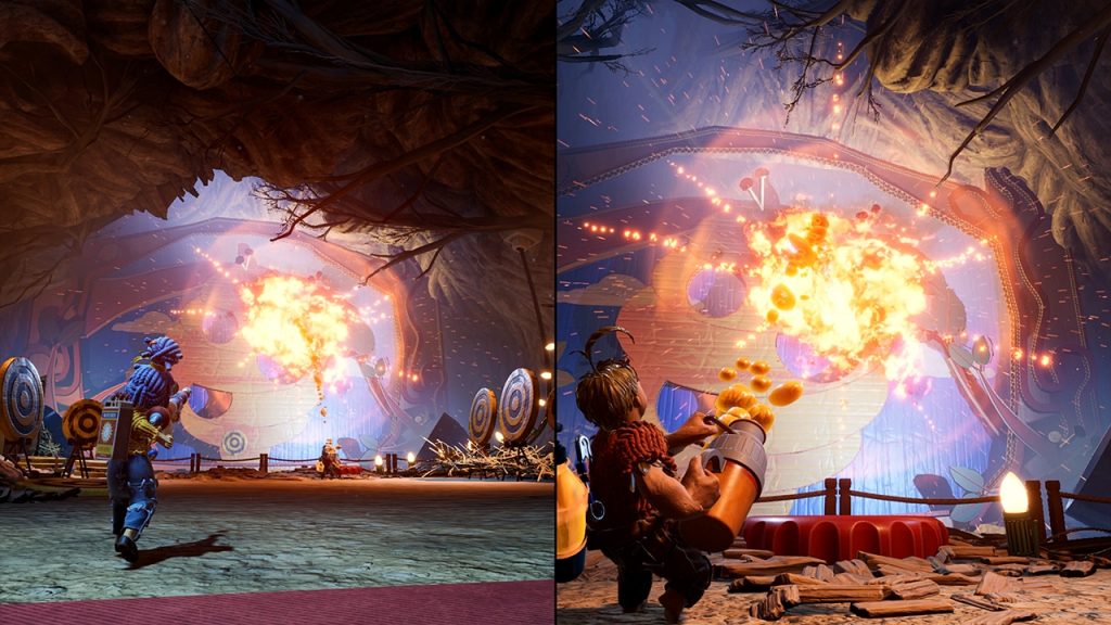 A gameplay screenshot of It Takes Two showing Cody and May during their cooperative adventure.