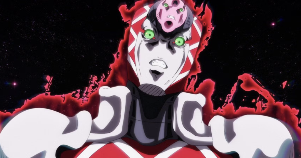  Golden Wind.  The smaller face on its forehead functions as Epitaph, granting a preview of the next 10 seconds of future events.