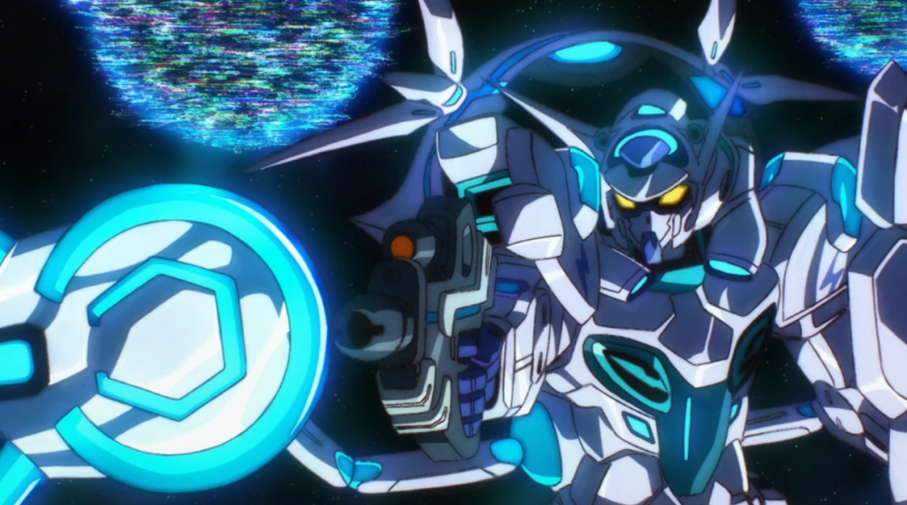 Gundam G-Self equipped with the versatile Perfect Pack from the anime series Gundam Reconguista in G.