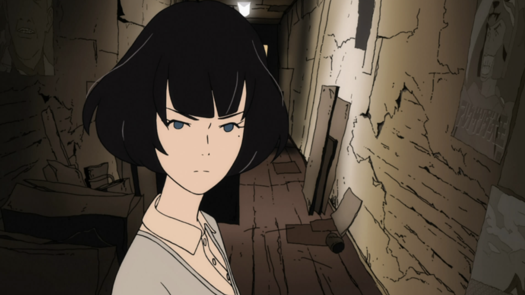The Most Underrated Comedy Anime of Each Year From the 2010s, Ranked 18 Akashi from The Tatami Galaxy is featured in the image, showcasing her distinctive bob haircut and sharp expression in director Masaaki Yuasa's signature artistic style.