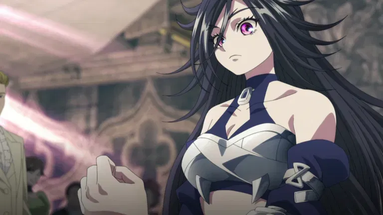 The character shown in the image appears to be Malice Edvaughn from the anime series The Exiled Heavy Knight Knows How to Game the System, animated by GoHands.
