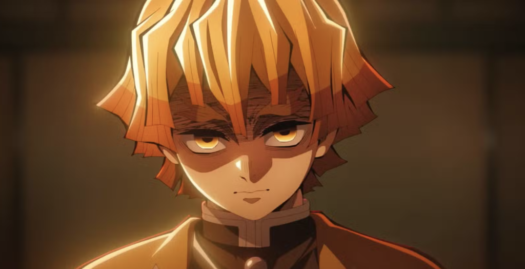 Demon Slayer: Infinity Castle Officially Expands Beyond Crunchyroll to New Streaming 7 Zenitsu Agatsuma from Demon Slayer: Kimetsu no Yaiba is shown here in a rare, intensely serious expression during the Infinity Castle arc, stepping away from his usual comedic cowardice to face his former senior disciple Kaigaku.
