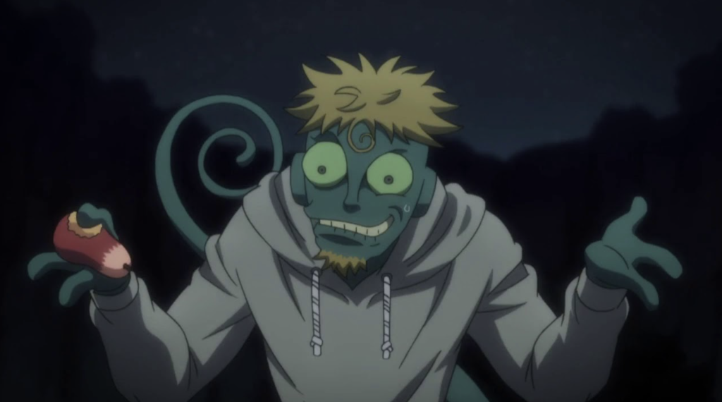 Meleoron is a Chimera Ant with the appearance of a humanoid chameleon from the series Hunter × Hunter.