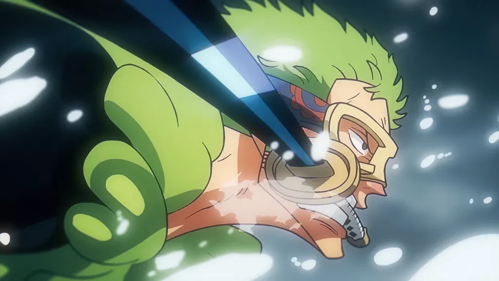 Zoro using his three sword style in One Piece Episode 1175. 