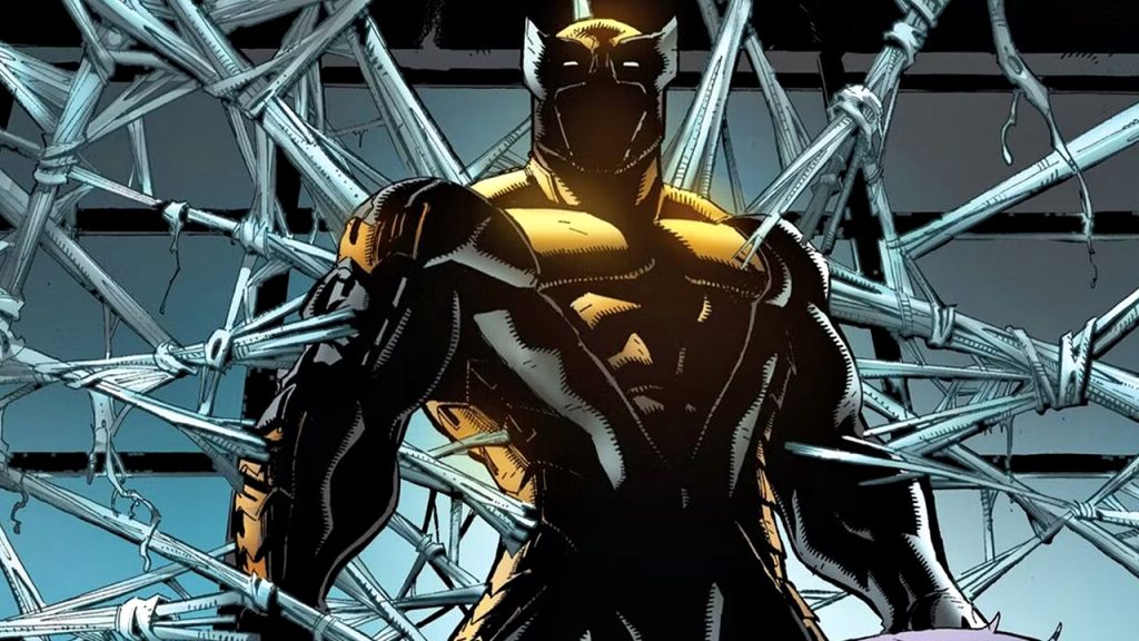 Comic book art featuring Wolverine in his "Ablation Armor" look.