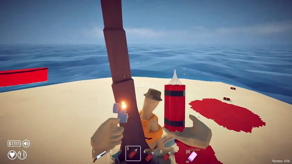 How to Fish gameplay screenshot showing the player setting up dynamites on the ground for a boss fight.