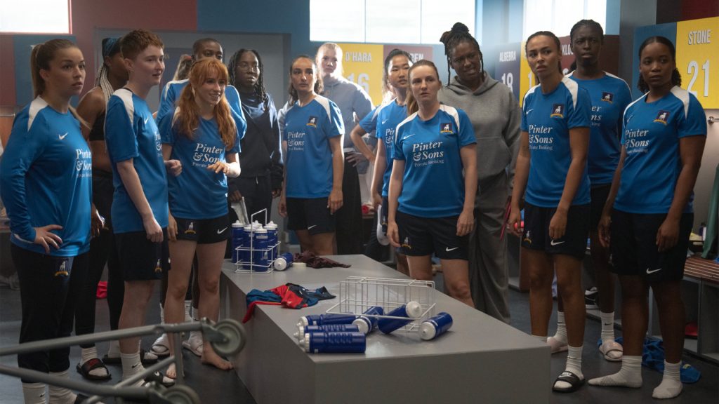 Robyn Cullen, Rex Hayes, Gabrielle Dieujuste, Aisling Sharkey, Paris Grant, Rẹmi Shorunke-Samuel, Mercedes Assad, Terri Olejnik, Annelise Heywood, Faye Marsay, Sapphire McIntosh, Abbie Hern, Elizabeth Falola and Shannon Hayes in Ted Lasso season 4 episode 4
