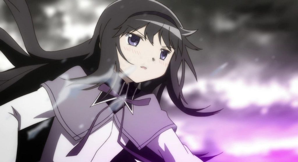 a still from the magica madoka anime series finale episode showing homura