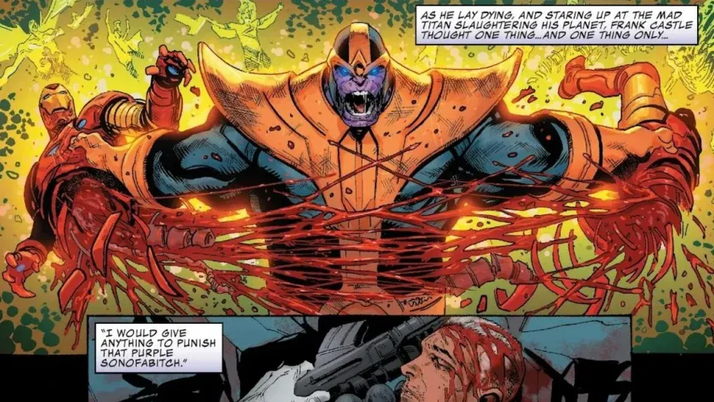 Thanos xé đôi Người Sắt trong Thanos Wins