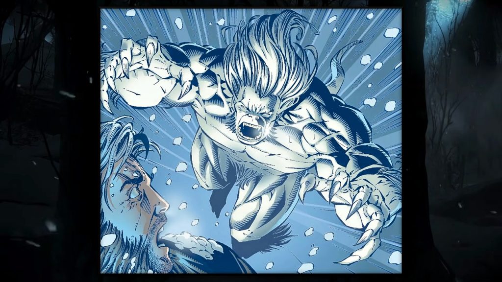 Marvel Comics cover art featuring villain character Wendigo pouncing at a character.