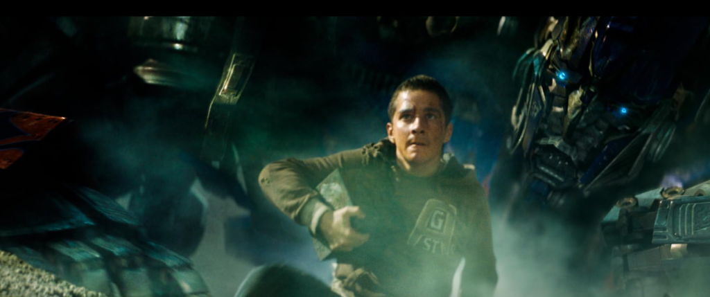 Peter Cullen and Shia LaBeouf in Transformers (2007)