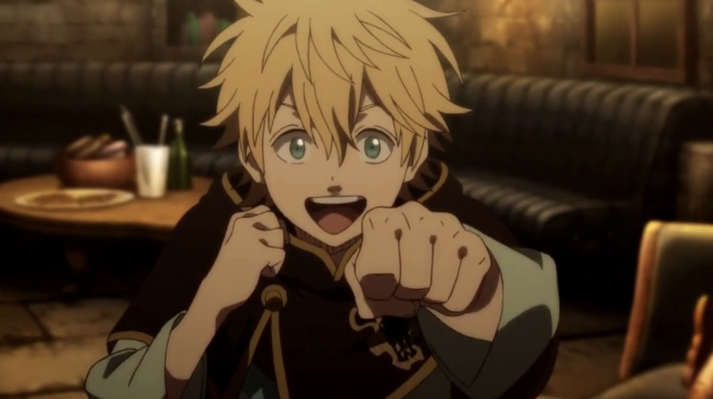 The character shown in the image appears to be Luck Voltia from the anime series Black Clover.