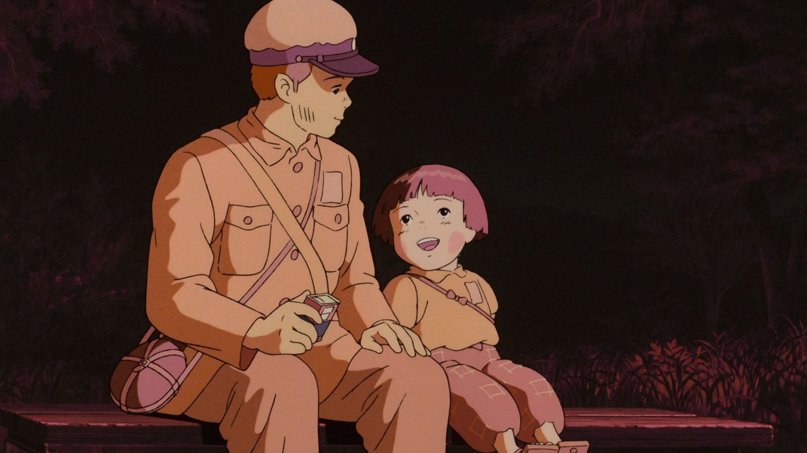 Seita and Setsuko laughing and talking to each other - grave of the fireflies